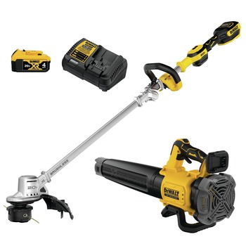 OUTDOOR POWER COMBO KITS | Factory Reconditioned Dewalt DCKO222M1R 20V MAX XR Brushless Lithium-Ion 14 in. Cordless Folding String Trimmer/Handheld Blower Combo Kit (4 Ah)